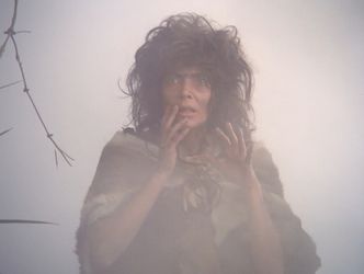 Startled cavewoman Barbara Bain retreats into the mist.