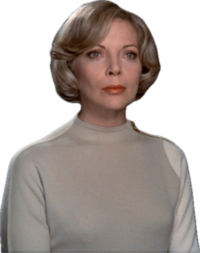 Head shot of Barbara Bain from the title sequence of Series 1 of Space: 1999. She looks impossible to startle.